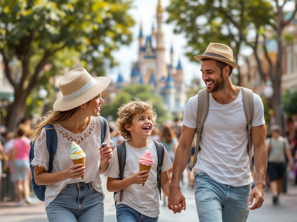 A_trip_to_a_Disney_World_with_a_happy_family_walki