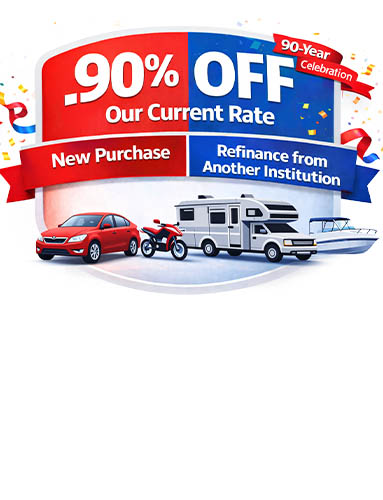 Group of friends at coffee shop viewing features of their COMTRUST Free Checking.