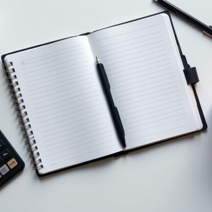 Notebook on desk for planning fees.
